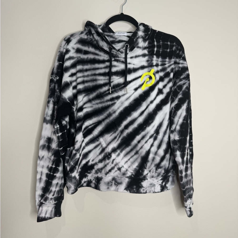 Peloton Together We Go Far Tie Dye Black White Hoodie‎ Sweatpants Set Size Large